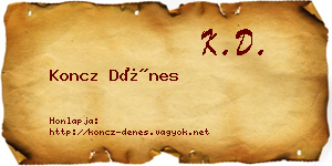 Koncz Dénes névjegykártya